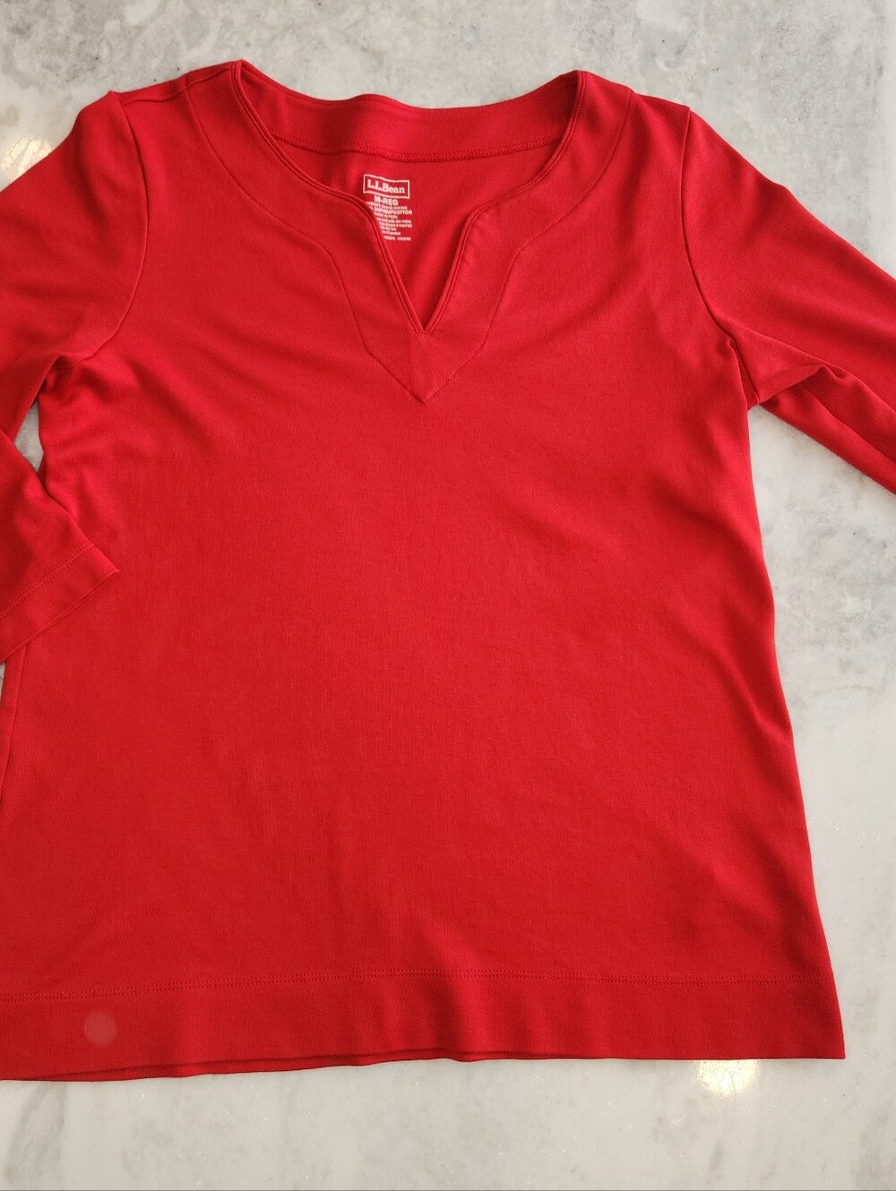 LL Beans Women's Pima Cotton Tunic 3/4 Sleeves With Split Neck - Picture 3 of 7